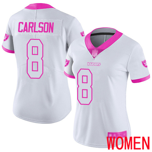 Oakland Raiders Limited White Pink Women Daniel Carlson Jersey NFL Football #8 Rush Fashion Jersey->youth nfl jersey->Youth Jersey